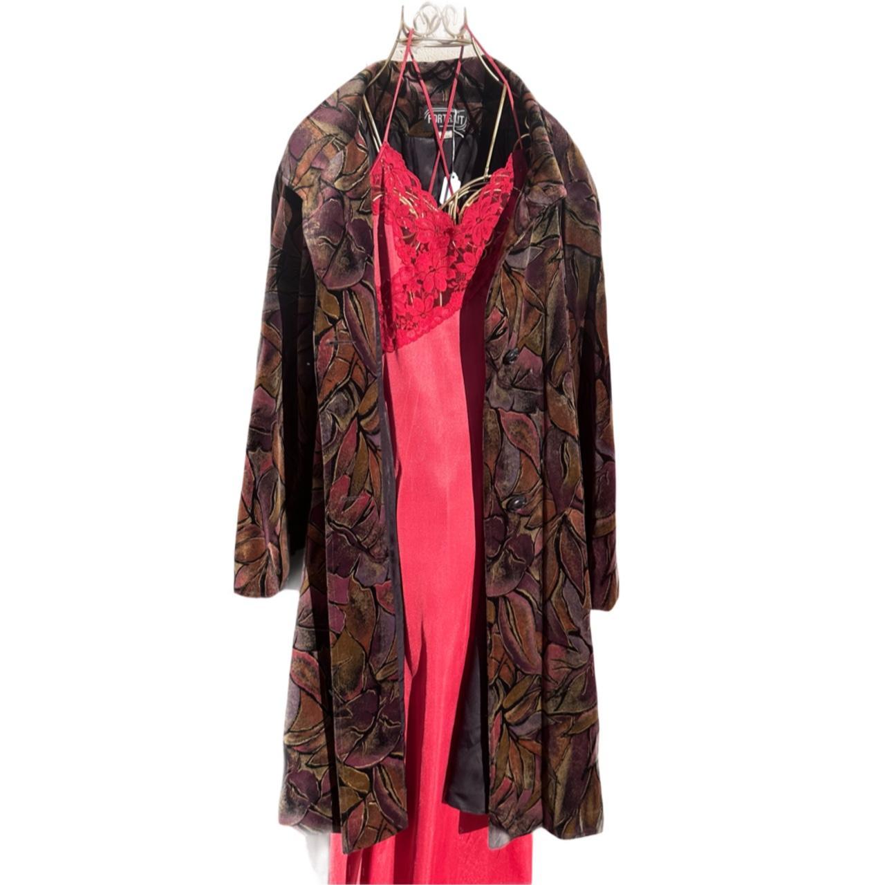 floral red velvet swing coat