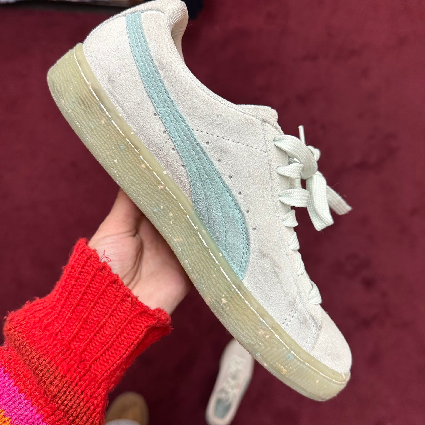 pastel blue suede puma sneakers 🩵🐈‍⬛