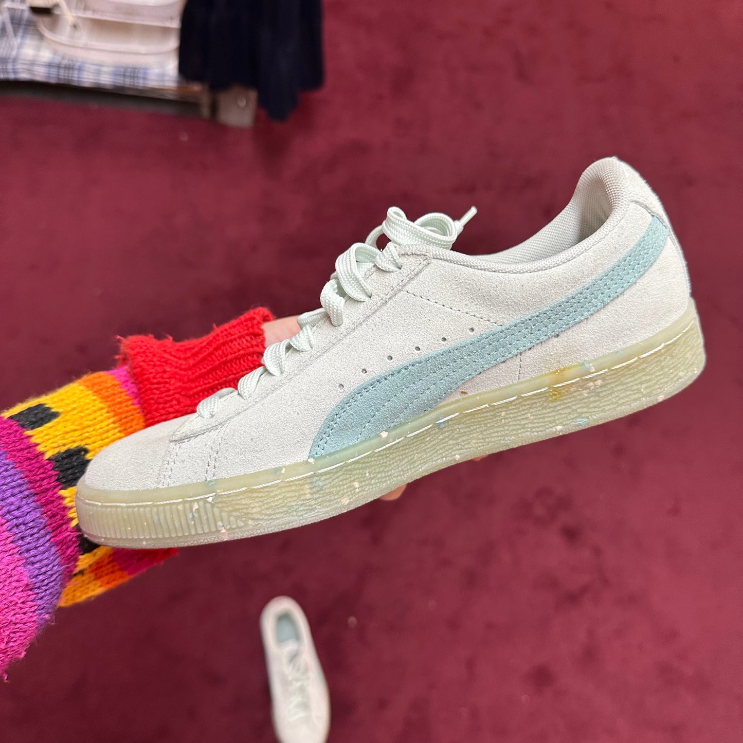 pastel blue suede puma sneakers 🩵🐈‍⬛